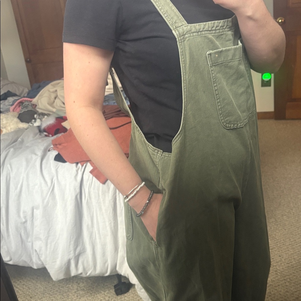 Aerie Olive Green Cotton Overalls Size L - Picture 16 of 16